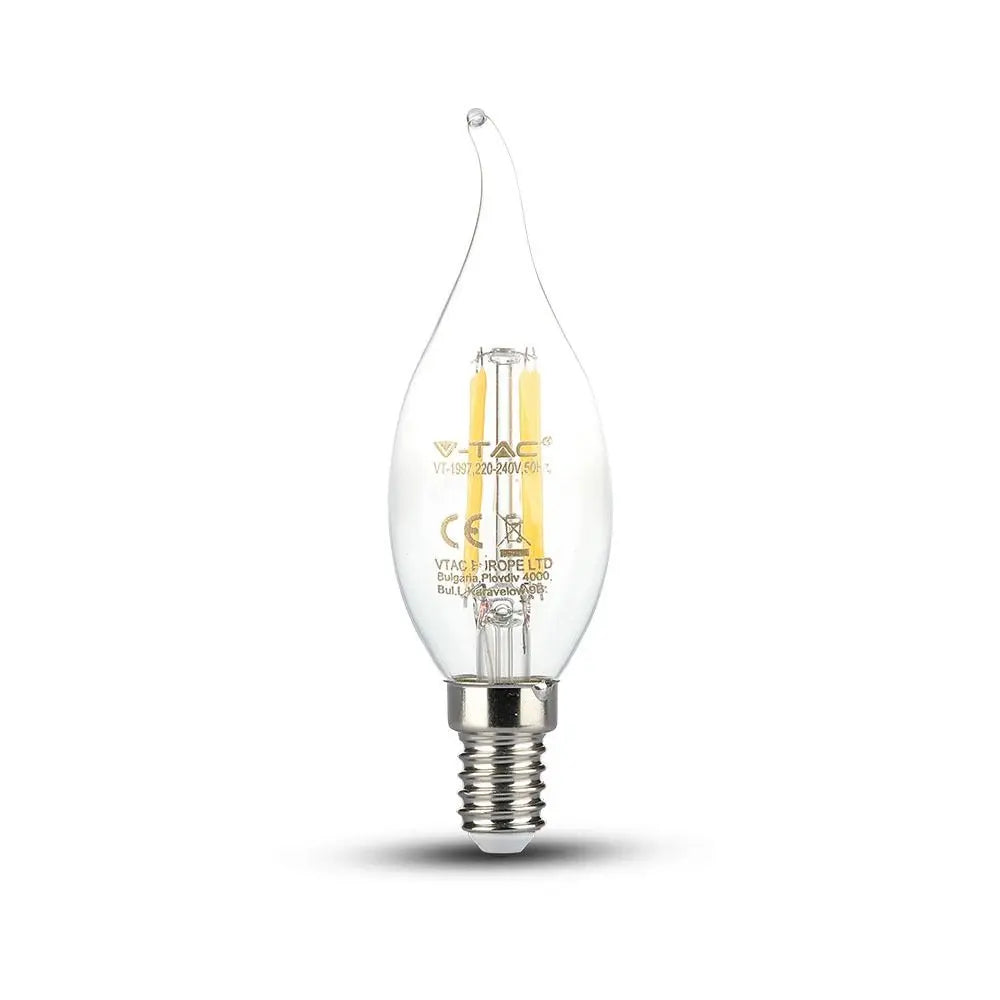 LED Bulb 4W Filament Patent E14 Candle Flame Warm White Dimmable