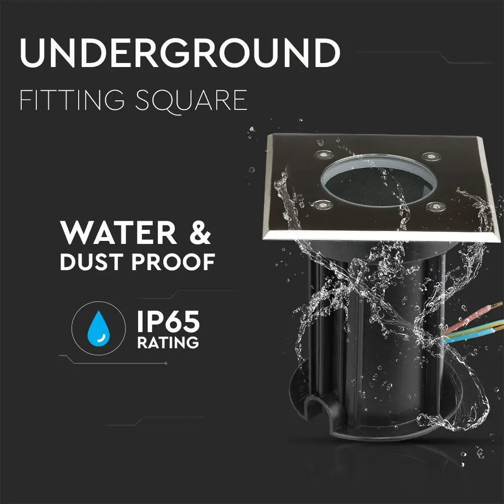 Under Ground Fitting Steel Body GU10 Black Square IP65