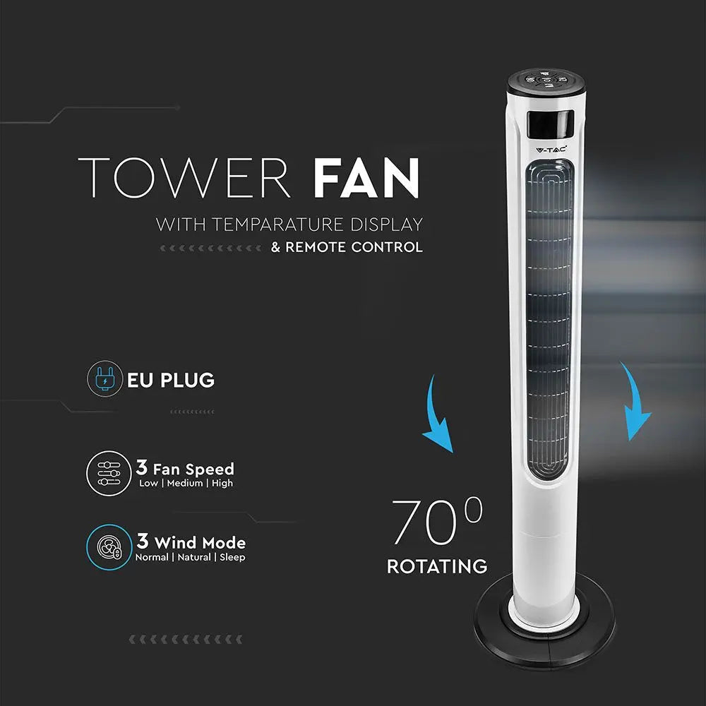 55W LED Tower Fan Temperature Display Amazon & Google Home Compatible