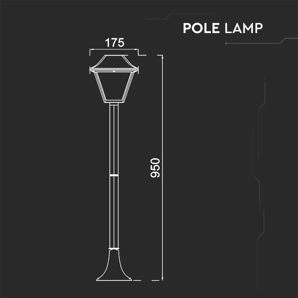 Pole Lamp 1 x E27 950mm IP44 Black