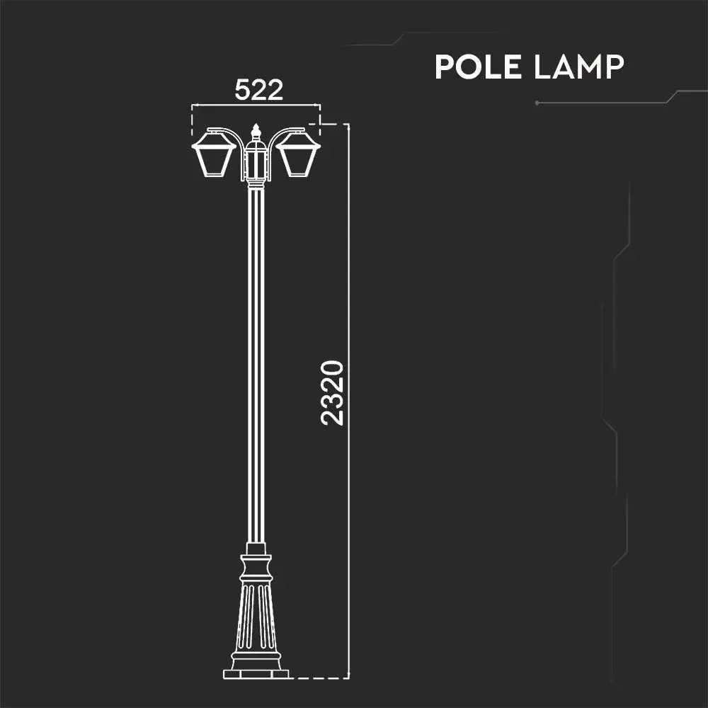 Pole Lamp 2 x E27 2280mm IP44 Black