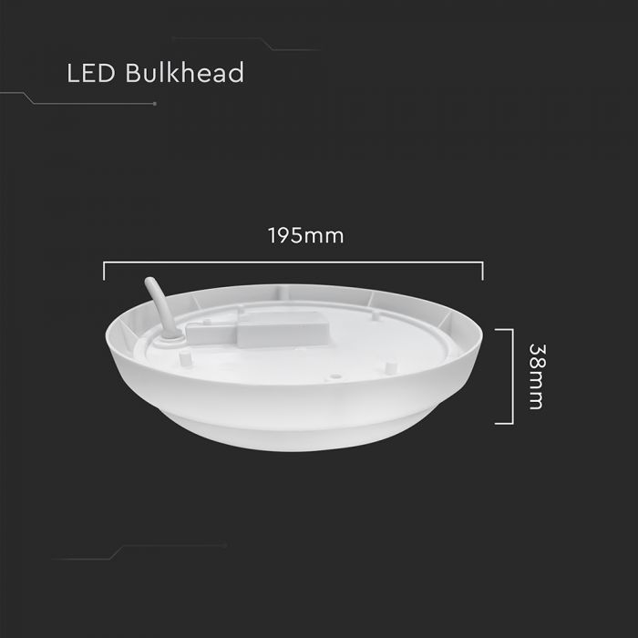 LED CEILING LIGHT 18W 1820lm CW 110° 195x38mm IP54
