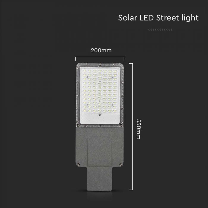 LED SOLAR STREET LIGHT 60W CW 3000lm 120° 200x530mm IP65