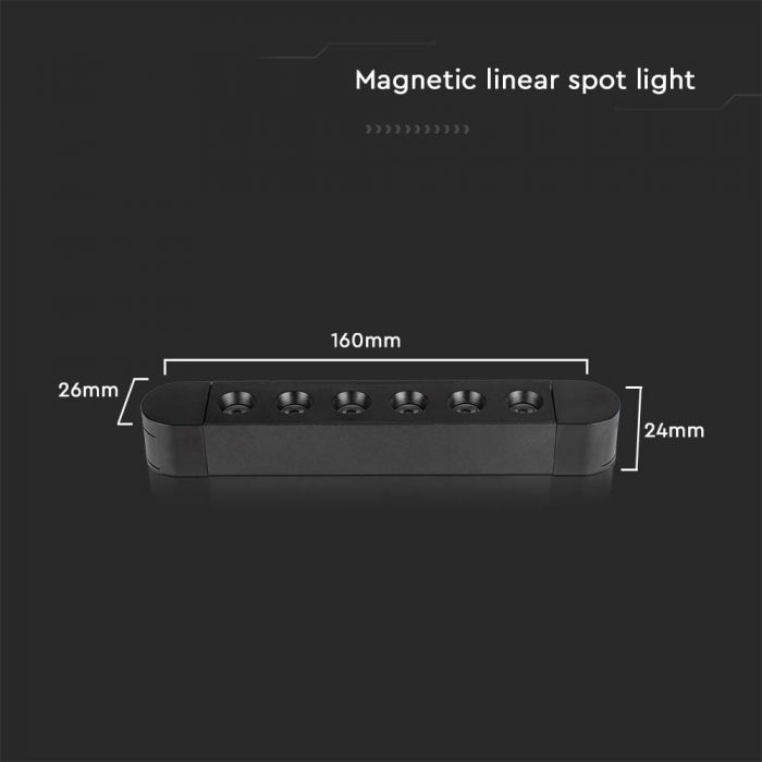 LED MAGNETIC ULTRA THIN TRACK LIGHT-GRILLE LIGHT 5W CW 550lm 39° 26x24x160mm BLACK