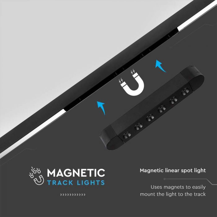LED MAGNETIC ULTRA THIN TRACK LIGHT-GRILLE LIGHT 5W CW 550lm 39° 26x24x160mm BLACK