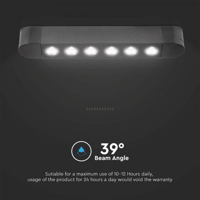 LED MAGNETIC ULTRA THIN TRACK LIGHT-GRILLE LIGHT 5W CW 550lm 39° 26x24x160mm BLACK