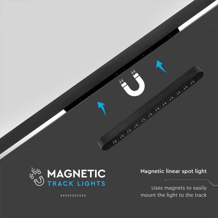LED MAGNETIC ULTRA THIN TRACK LIGHT-GRILLE LIGHT 12W DL 1100lm 35° 26x24x273mm BLACK