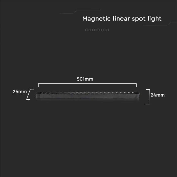LED MAGNETIC ULTRA THIN TRACK LIGHT-GRILLE LIGHT 22W DL 1900lm 35° 26x24x501mm BLACK