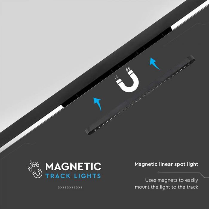 LED MAGNETIC ULTRA THIN TRACK LIGHT-GRILLE LIGHT 22W DL 1900lm 35° 26x24x501mm BLACK