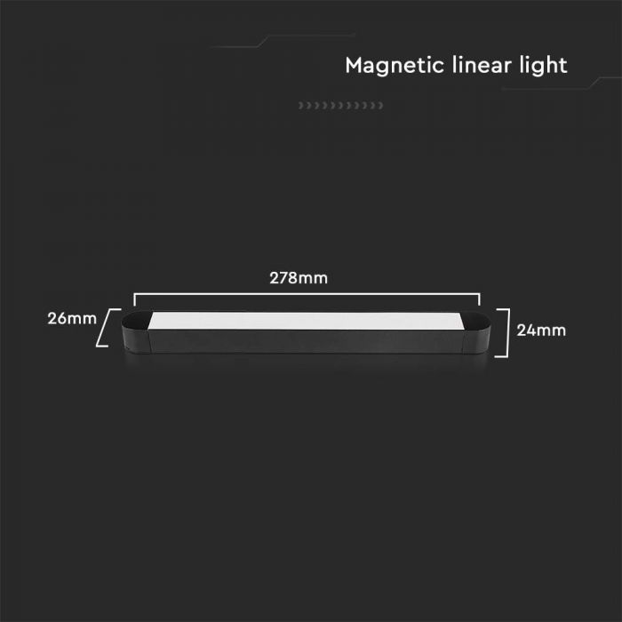 LED MAGNETIC ULTRA THIN TRACK LIGHT-FLOOD LIGHT 14W WW 1500lm 82° 26x24x278mm BLACK