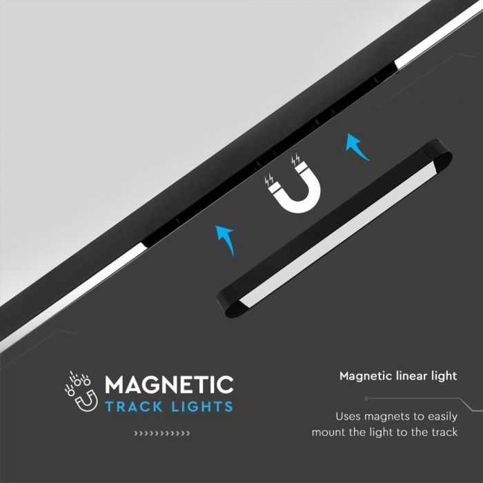 LED MAGNETIC ULTRA THIN TRACK LIGHT-FLOOD LIGHT 14W CW 1500lm 82° 26x24x278mm BLACK