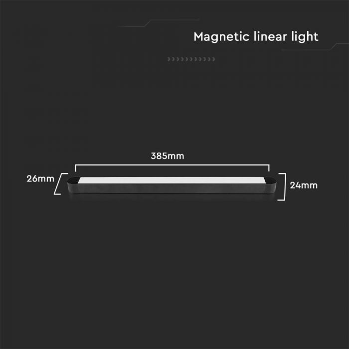 LED MAGNETIC ULTRA THIN TRACK LIGHT-FLOOD LIGHT 18W CW 2000lm 82° 26x24x385mm BLACK