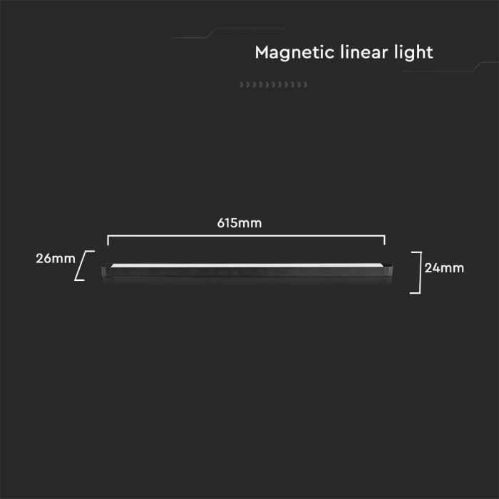 LED MAGNETIC ULTRA THIN TRACK LIGHT-FLOOD LIGHT 22W DL 2500lm 81° 26x24x615mm BLACK