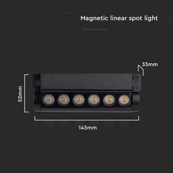 LED MAGNETIC TRACK LIGHT ADJUSTABLE 5W CW 600lm 34° 52x33x145mm BLACK