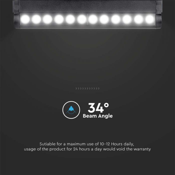 LED MAGNETIC TRACK LIGHT ADJUSTABLE 12W WW 1300lm 34° 52x33x260mm BLACK