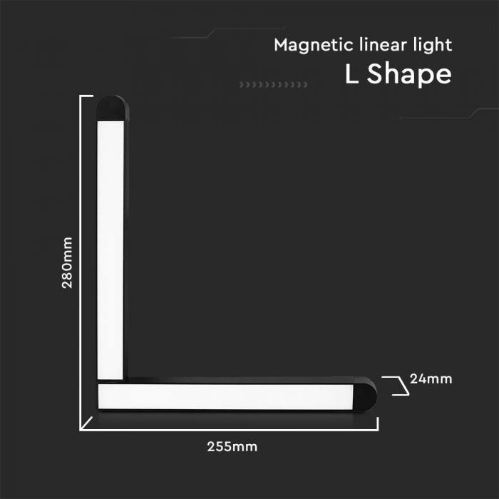 LED MAGNETIC TRACK LIGHT 25W WW 2850lm 82° 24x280x255mm BLACK