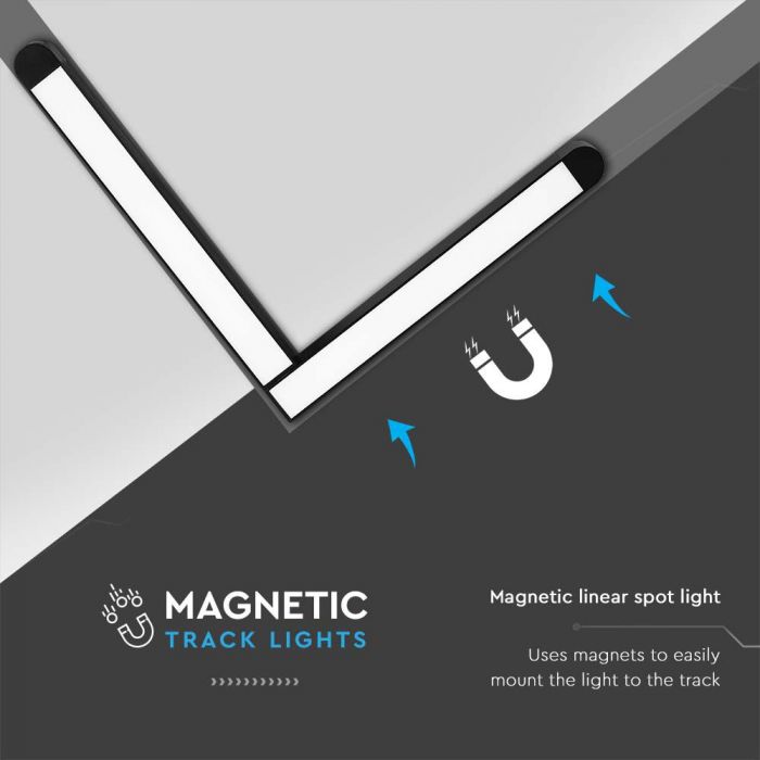 LED MAGNETIC TRACK LIGHT 25W CW 2850lm 82° 24x280x255mm BLACK