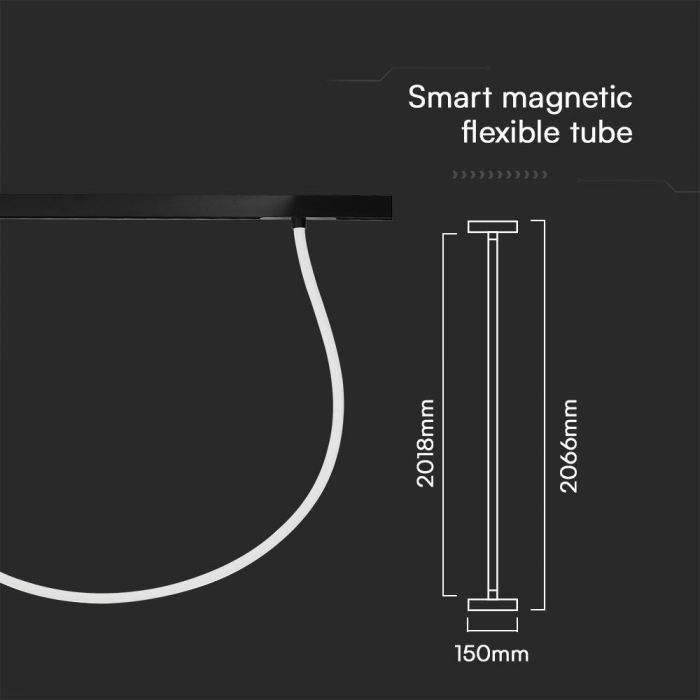 LED SMART MAGNETIC TRACK LIGHT FLEXIBLE TUBE 23W 2810lm CCT 3IN1(FUNCTIONS VIA APP) 2066x150x26mm BLACK
