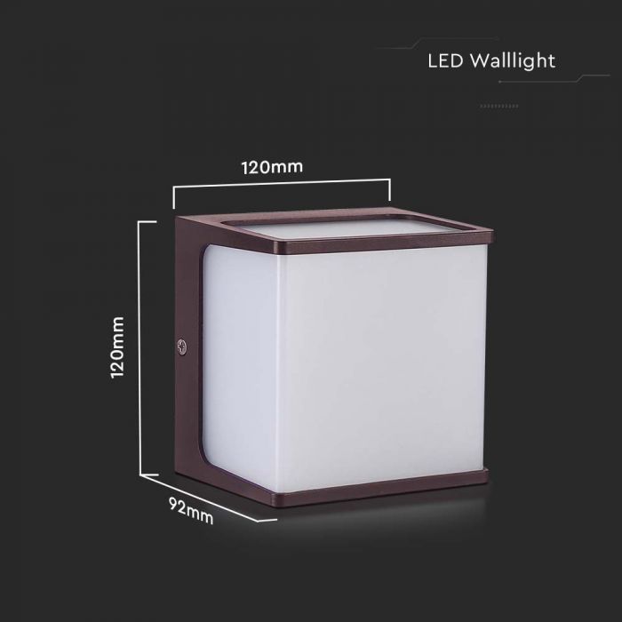 LED OUTDOOR WALL LIGHT BROWN 8W WW 750lm167° 120x120x92mm IP65