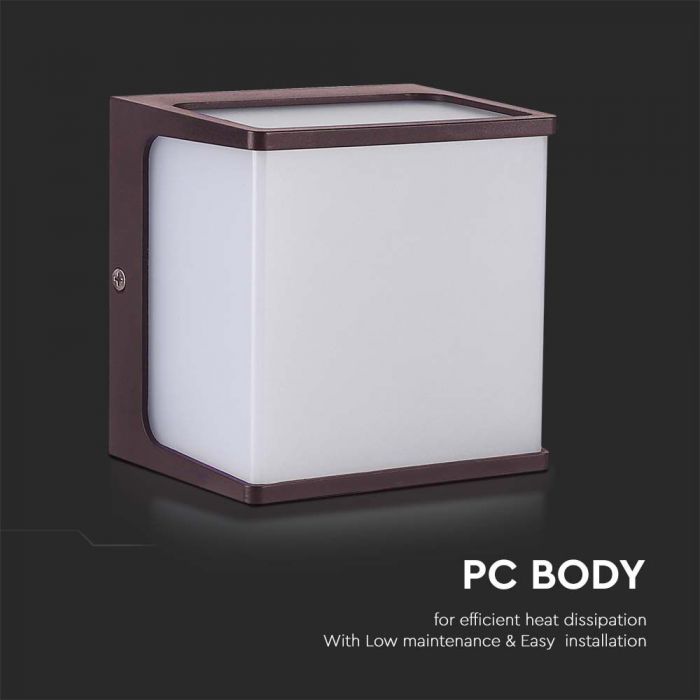 LED OUTDOOR WALL LIGHT BROWN 8W WW 750lm167° 120x120x92mm IP65