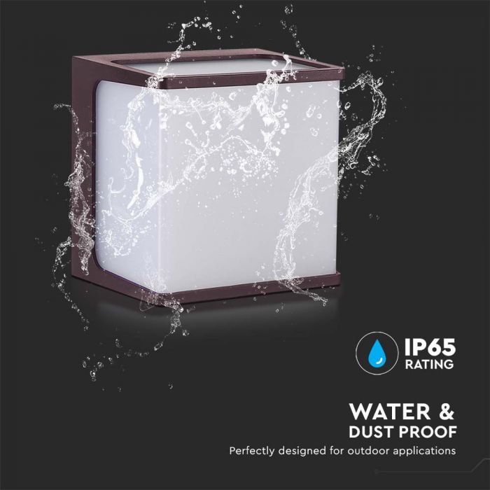 LED OUTDOOR WALL LIGHT BROWN 8W WW 750lm167° 120x120x92mm IP65