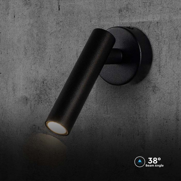 LED WALL MOUNTED SPOTLIGHT 2W DL 150lm 38° 140x60x60mm BLACK