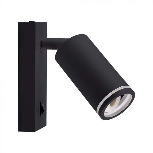 LED WALL MOUNTED SPOTLIGHT WITH SWITCH  GU10 55x150x160mm BLACK