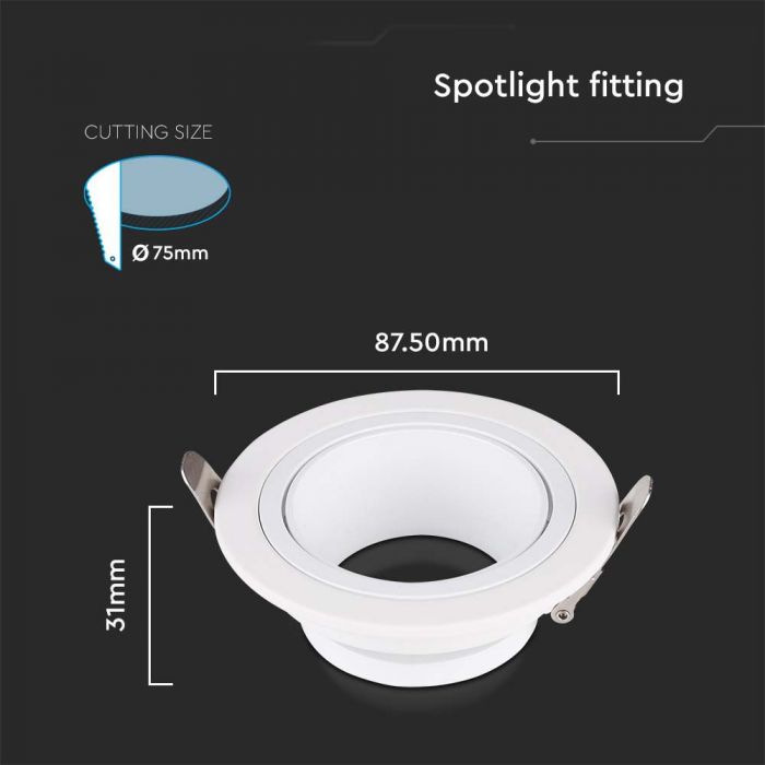 LED BRACKET GU10 ROUND IRON+PC 87.50x31mm(75)  WHITE+WHITE