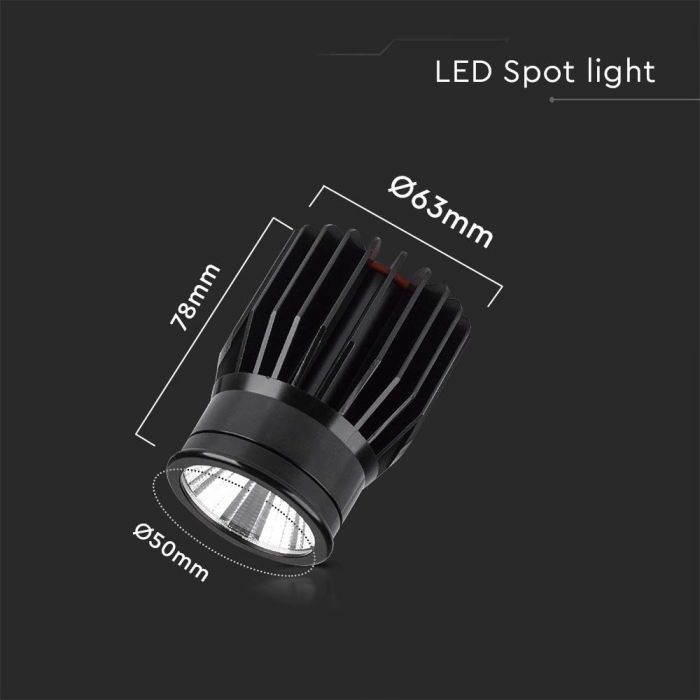 LED MODULE SPOT LIGHT ALUMINUM 18W DL 1900lm 34° 78x63x50mm BLACK