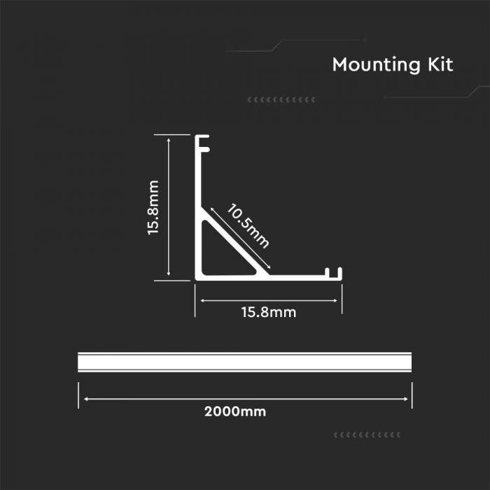 ALUMINIUM PROFILE MILKY COVER 2000x15.8x15.8mm