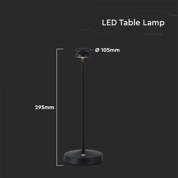 LED TABLE LAMP 3W 3IN1 130lm 120° 105x295 BLACK