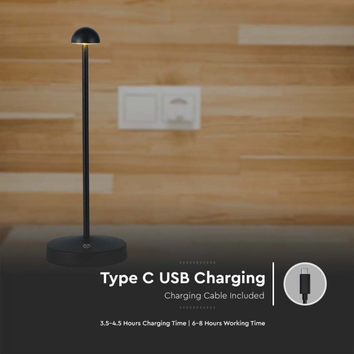 LED TABLE LAMP 3W 3IN1 130lm 120° 105x295 BLACK