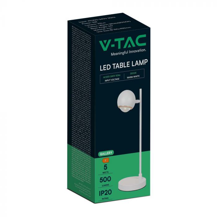 LED TABLE LAMP 6W WW 500lm 60° 150x445 WHITE