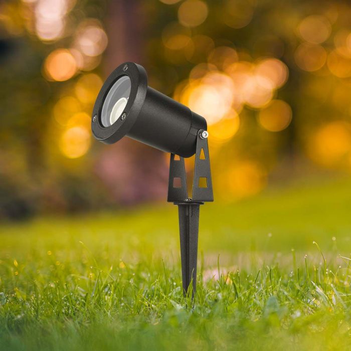 LED GARDEN MINI SPIKE ALUMINIUM GU10 88x75x245mm BLACK IP65