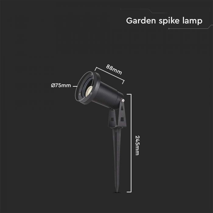 LED GARDEN MINI SPIKE ALUMINIUM GU10 88x75x245mm BLACK IP65
