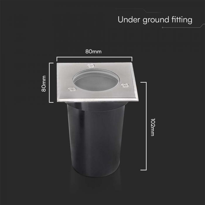 LED MINI UNDERGROUND FITTING GU10 102x80mm STAINLESS STEEL SQUARE IP67