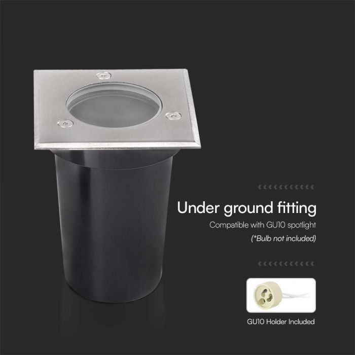 LED MINI UNDERGROUND FITTING GU10 102x80mm STAINLESS STEEL SQUARE IP67