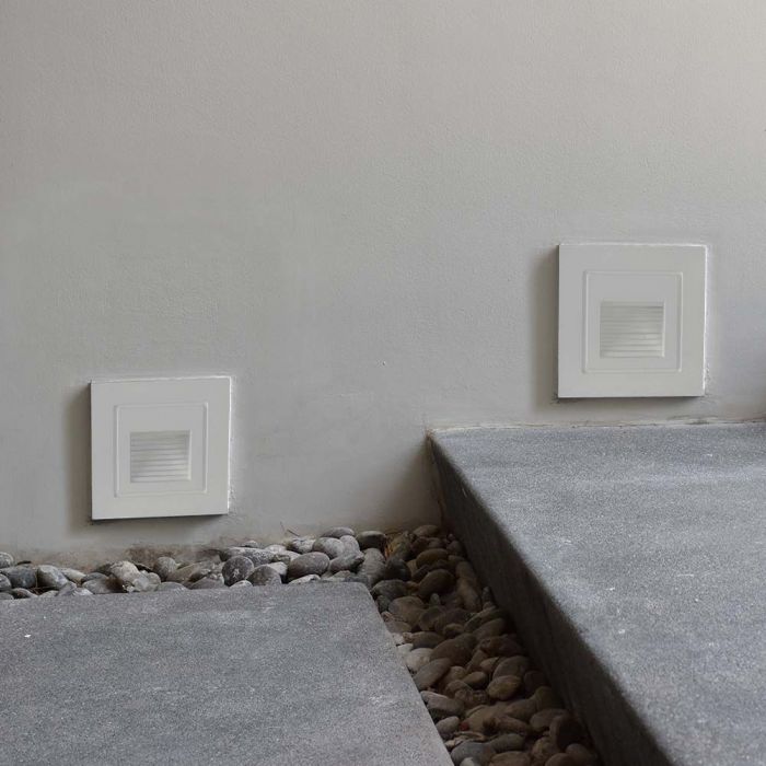 LED STEP LIGHT SQUARE 3W 180lm WW 270° 58x58x45mm WHITE IP65