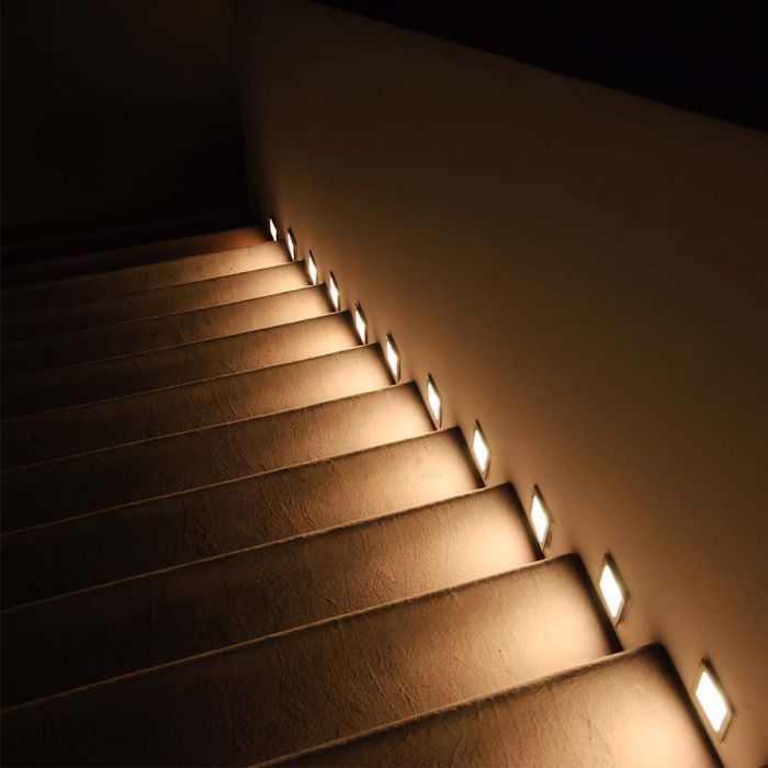 LED STEP LIGHT SQUARE 3W 180lm WW 270° 58x58x45mm WHITE IP65