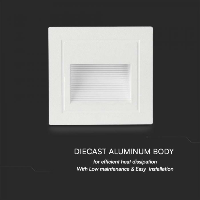 LED STEP LIGHT SQUARE 5W 380lm WW 270° 84x84x50mm WHITE IP65