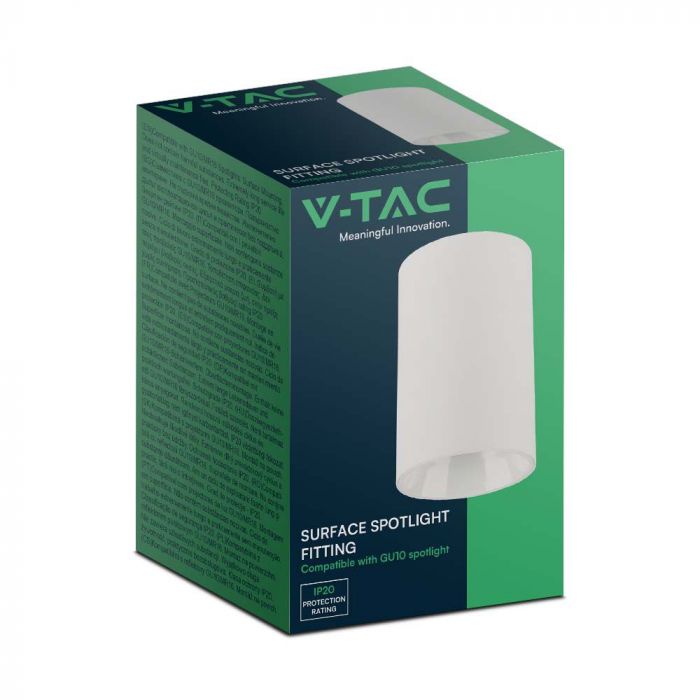 LED SURFACE SPOTLIGHT FITTING GU10 100x65mm RD WHITE
