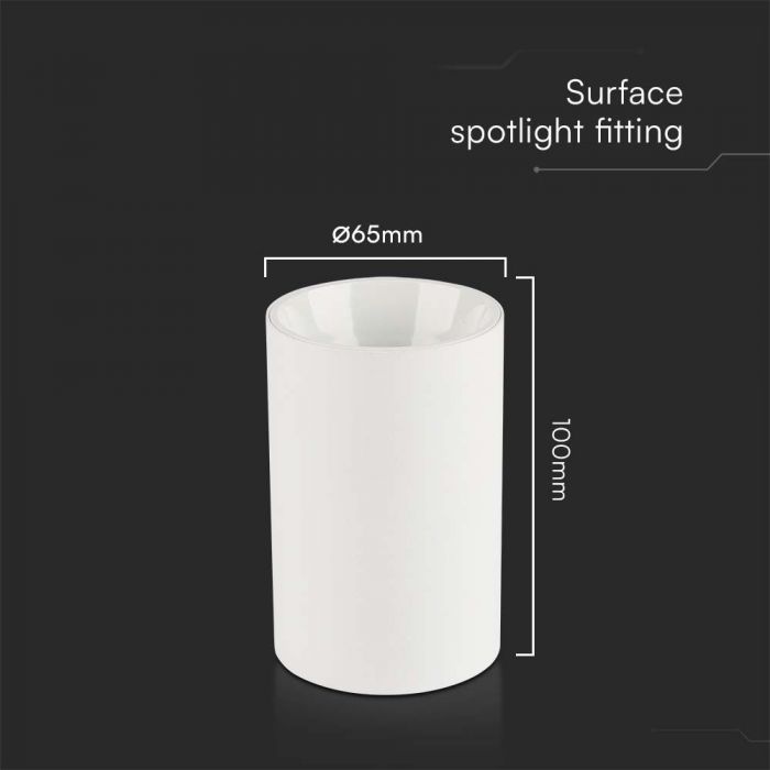 LED SURFACE SPOTLIGHT FITTING GU10 100x65mm RD WHITE