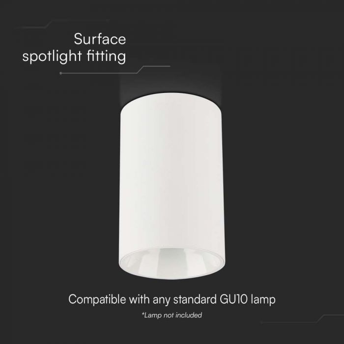 LED SURFACE SPOTLIGHT FITTING GU10 100x65mm RD WHITE