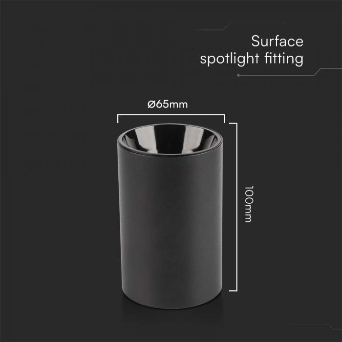LED SURFACE SPOTLIGHT FITTING GU10 100x65mm RD BLACK