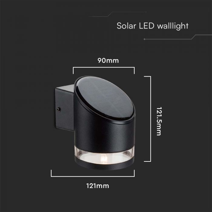 LED SOLAR WALL LAMP 1W WW 70Lm 121.5x90x121mm BLACK IP54