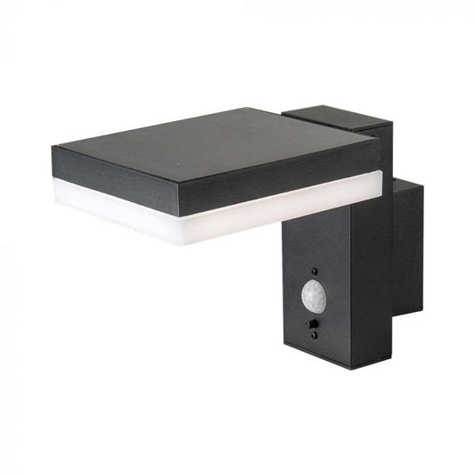 LED SOLAR WALL LAMP WITH PIR SENSOR 5.5W WW 220lm 110° 224x130x155mm BLACK IP54