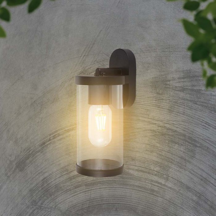 LED WALL LAMP E27 93x116x234mm CLEAR PC MATT BLACK  IP44