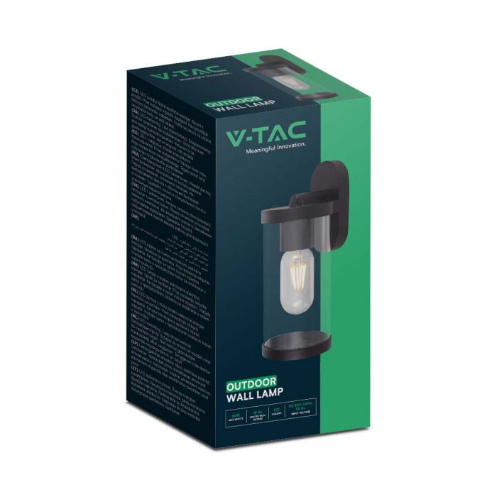 LED WALL LAMP E27 93x116x234mm CLEAR PC MATT BLACK  IP44
