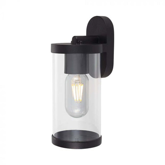 LED WALL LAMP E27 93x116x234mm CLEAR PC MATT BLACK  IP44