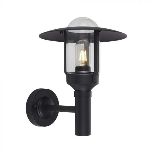 LED WALL LAMP E27 250x305x340mm CLEAR GLASS MATT BLACK IP44